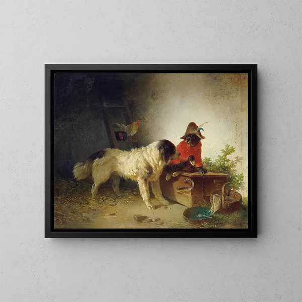 Goede vrienden - Carl Pischinger — ingelijst kunstwerk aan de muur