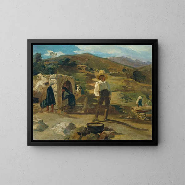 Italiaans landschap - Carl Rahl — ingelijst kunstwerk aan de muur
