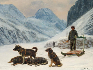Carl Rasmussen - En grnlnder holder hvil ved sin hundeslde.webp