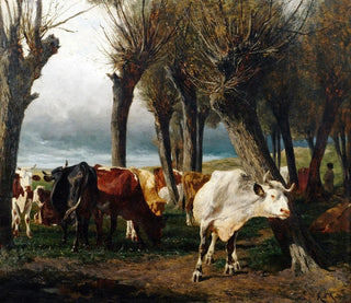 Bétail sous des saules pleureurs - Carl Rudolf Huber — artwork view