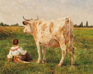 Carl Rudolf Huber - Ungarisches Steppenrind auf der Weide.webp