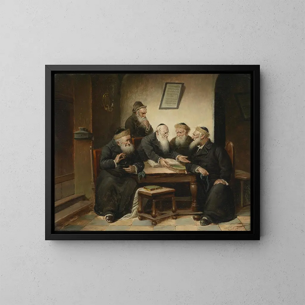 Bij de rabbi - Carl Schleicher — ingelijst kunstwerk aan de muur