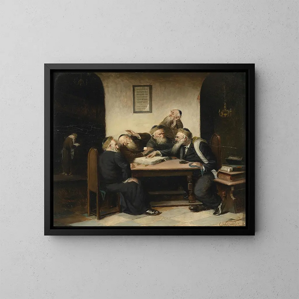 Een controversiële vraag uit de Talmoed - Carl Schleicher — ingelijst kunstwerk aan de muur