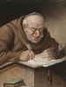 Monnik schrijver - Carl Schleicher — weergave van het kunstwerk