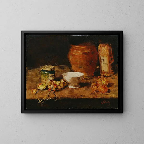 Natuurstudie met een wit bord - Carl Schuch — ingelijst kunstwerk aan de muur