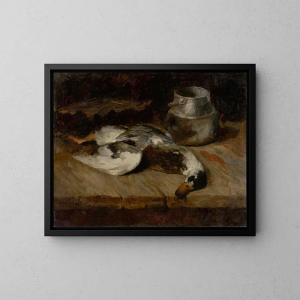 van een Wilde eend en blik van gegalvaniseerd staal - Carl Schuch — ingelijst kunstwerk aan de muur