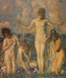 Four female nudes in a meadow with irises - Carl von Marr — artwork view