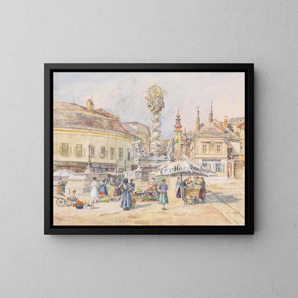 van de Kolom van de Heilige Drie-eenheid in Mödling - Carl Weiss — ingelijst kunstwerk aan de muur