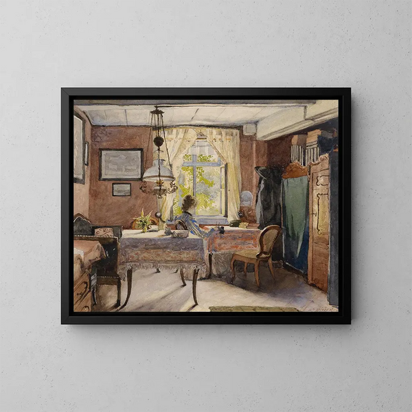 Zonovergoten interieur schilderij - Carl Wenzel Zajicek — ingelijst kunstwerk aan de muur