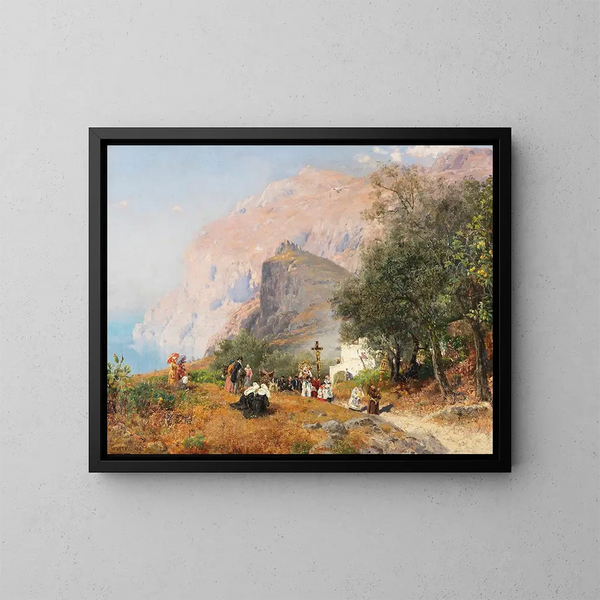 Processie op Capri - Carl Wuttke — ingelijst kunstwerk aan de muur
