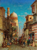 Straatscènes bij de Kaï Bey Moskee in Caïro - Carl Wuttke — weergave van het kunstwerk