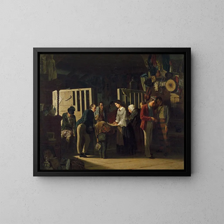Het leenwinkel II - Carl d'Unker — ingelijst kunstwerk aan de muur
