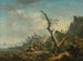 van een rivierlandschap met langgerekte figuren op de voorgrond - Carlo Bonavia — weergave van het kunstwerk