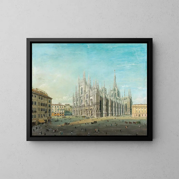 Place du Duomo à Milan - Carlo Bossoli — ingelijst kunstwerk aan de muur