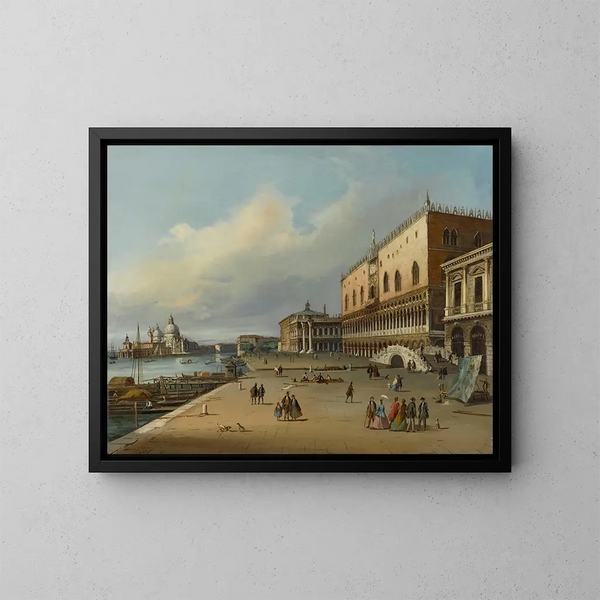 Venetië, uitzicht op de Riva degli Schiavoni richting de Dogana en Santa Maria della Salute - Carlo Grubacs — ingelijst kunstwerk aan de muur