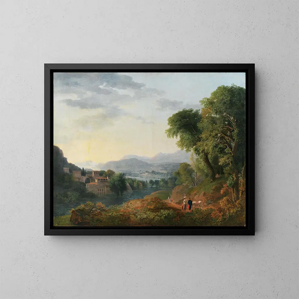 Een Italiaans landschap - Carlo Labruzzi — ingelijst kunstwerk aan de muur