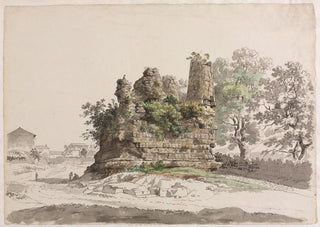 Carlo Labruzzi - The SoCalled Sepulcher of the Curiatii Brothers at Albano with the Church of the Madonna della Stella in the distance at left.webp