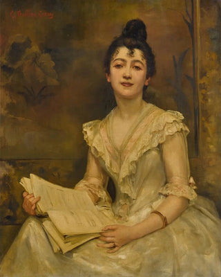 Caroline FeuillasCreusy - Lady in white reading a music score.webp