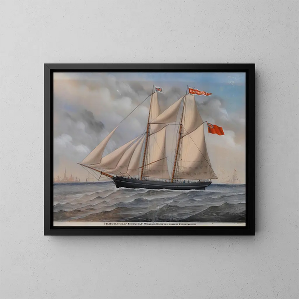 Brig Engels Perseverance van Fowey - Carolus Ludovicus Weyts — ingelijst kunstwerk aan de muur