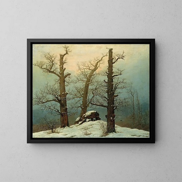 Cairn dans la neige - Caspar David Friedrich — framed artwork on a wall