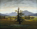 van een dorpslandschap bij ochtendlicht, De eenzame boom - Caspar David Friedrich — weergave van het kunstwerk