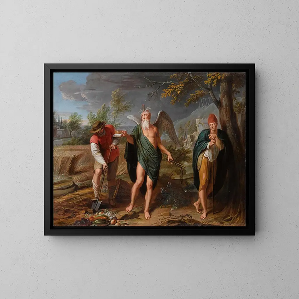 van de Allegorie van Tijd, Arbeid en Inactiviteit - Caspar Jacob van Opstal de Jonge — ingelijst kunstwerk aan de muur