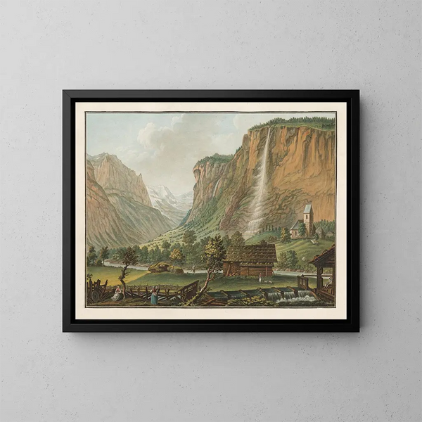 Waterval van de Staubbach in de Lauterbrunnen-vallei - Caspar Wolf — ingelijst kunstwerk aan de muur
