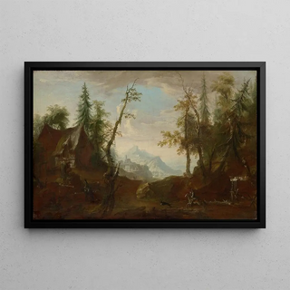 Caspar Wolf - Farmhouse in a Forest Glade with Riders.webp