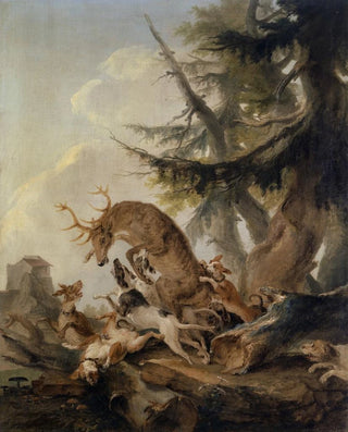 Caspar Wolf - Stag Attacked by a Pack of Hounds.webp
