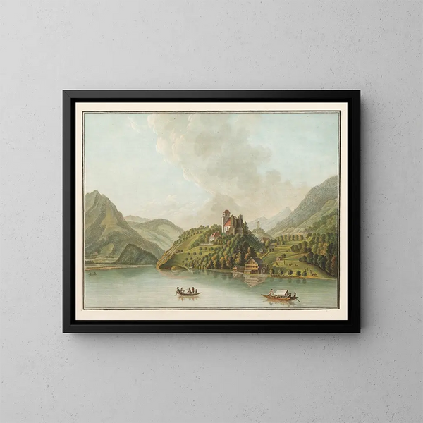 van Rinkenberg uitzicht op het Brienzmeer - Caspar Wolf — ingelijst kunstwerk aan de muur