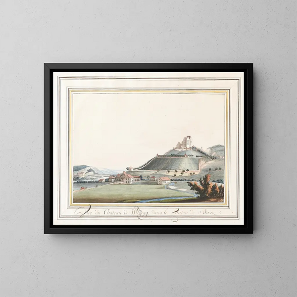 Uitzicht op het kasteel van Wildegg in het kanton Bern - Caspar Wolf — ingelijst kunstwerk aan de muur