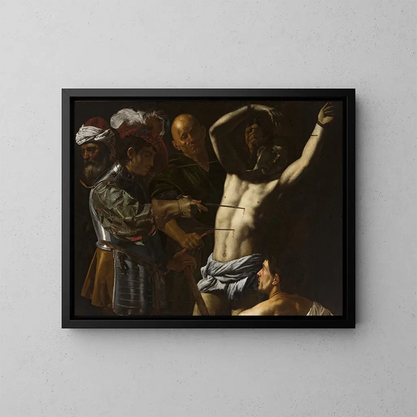 Sint Sebastiaan - Cecco del Caravaggio — ingelijst kunstwerk aan de muur