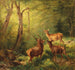 van een hert in een zonnig bosgebied - Franz Xaver von Pausinger — weergave van het kunstwerk