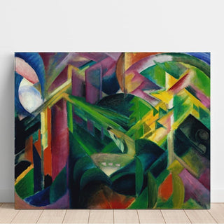 Cerfs dans le jardin du monastère - Franz Marc | Reproduction Tableau Décoration murale affiche copie