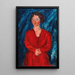 De Vrouw in het rood op de blauwe achtergrond - Chaïm Soutine — weergave van het kunstwerk