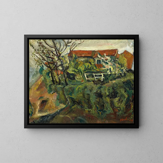 huizen in een landschap - Chaïm Soutine — ingelijst kunstwerk aan de muur
