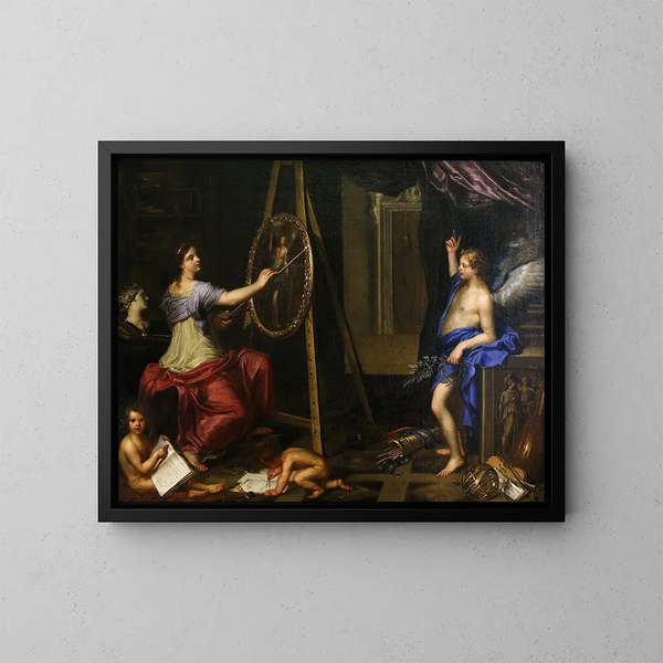 Allegorie van de schilderkunst - Charles Alphonse Du Fresnoy — ingelijst kunstwerk aan de muur