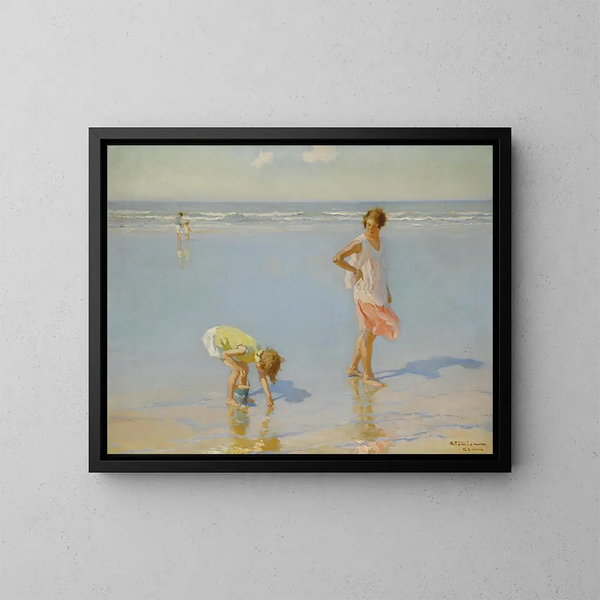 op wit zand - Charles Atamian — ingelijst kunstwerk aan de muur