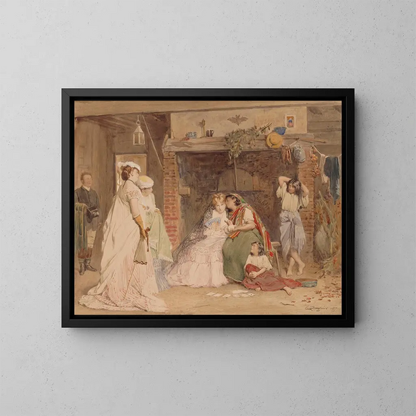 La lectrice de cartes - Charles Baugniet — ingelijst kunstwerk aan de muur