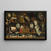 Een trompe-l'œil van een verzamelaarssalon met gravures, tekeningen, brieven en boeken - Charles Bouillon — ingelijst kunstwerk aan de muur
