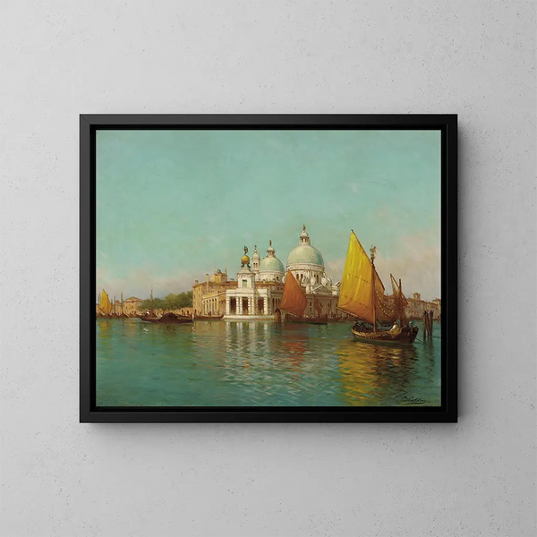 Bij de ingang van het Groot Kanaal, Venetië - Charles Clement Calderon — ingelijst kunstwerk aan de muur