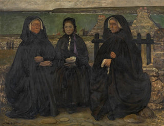 Vrouwen uit Bretagne in rouw - Charles Cottet — weergave van het kunstwerk