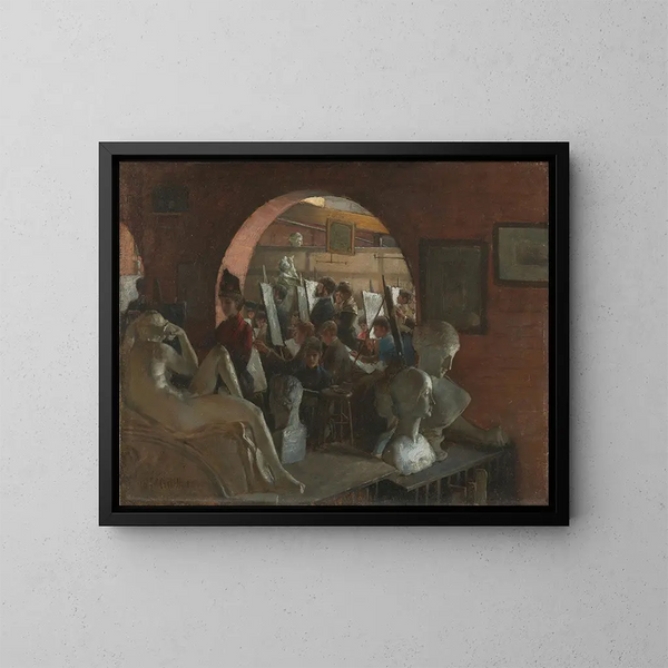 Een alcôve in de Art Students League - Charles Courtney Curran — ingelijst kunstwerk aan de muur