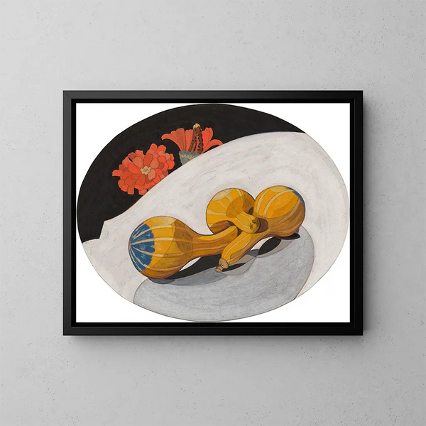 Pompoenen en zinnia's - Charles Demuth — ingelijst kunstwerk aan de muur