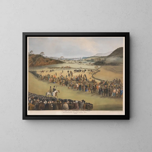 van Abergavenny steeple race, de start - Charles Denton — ingelijst kunstwerk aan de muur