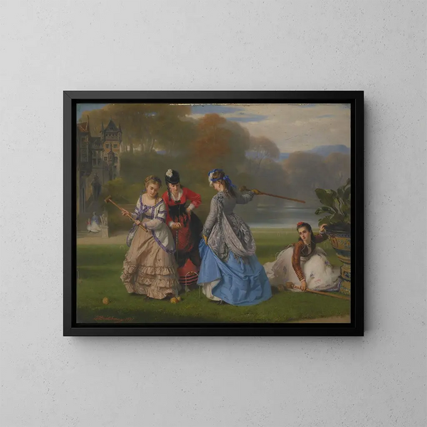 van een croquetspelers - Charles Édouard Boutibonne — ingelijst kunstwerk aan de muur