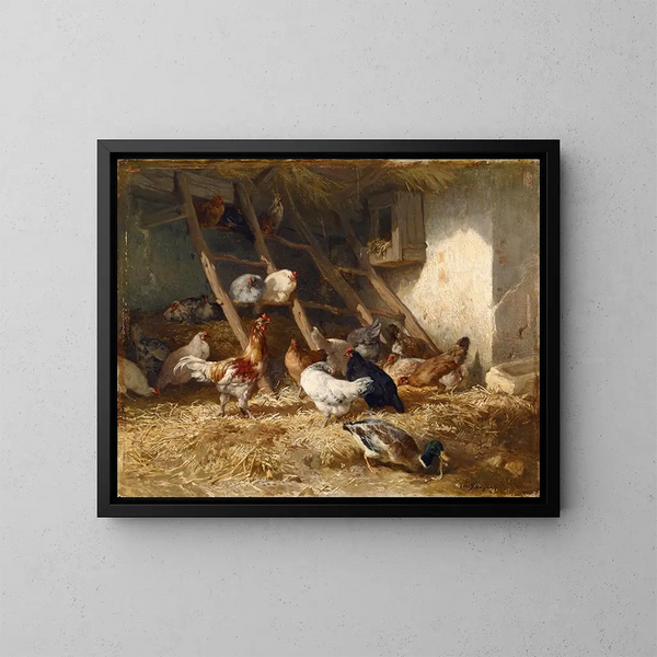 Poulettes - Charles Émile Jacque — ingelijst kunstwerk aan de muur