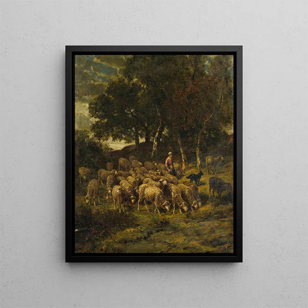 Charles Emile Jacque - Shepherdess And Her Flock.webp