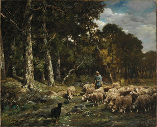 Het kudde - Charles Émile Jacque — weergave van het kunstwerk