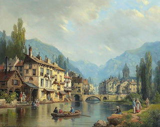 Charles Euphrasie Kuwasseg - An Alpine Town In Spring.webp